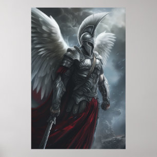 Poster Guerrier spirituel - Armoirie spartiate de Dieu Po