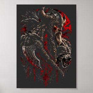 Poster Guerrier Viking parmi les corbeaux – T-Shirt Mytho