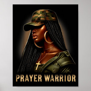 Poster Guerrière de prière femme noire Camo Foi chrétienn