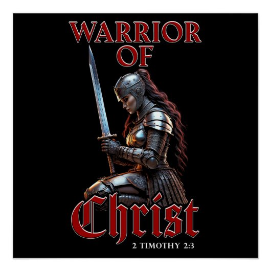 Poster Guerrière du Christ 2 Timothée 2:3 Chrétienne (Devant)