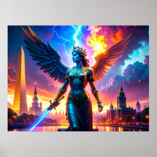 Poster Guerrière Lady Liberty Défenseur de la Liberté Dém