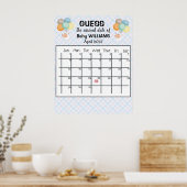 Poster Guess Date d'échéance Calendrier Ballons bébé Post (Cuisine)
