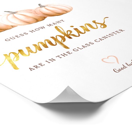 Poster Guess How Many Pumpkins Sign | Orange Fall Game (Coin)