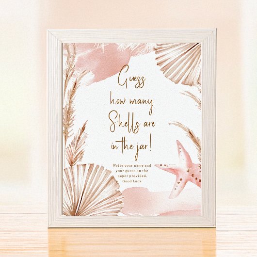 Poster Guess how many shells baby shower game
