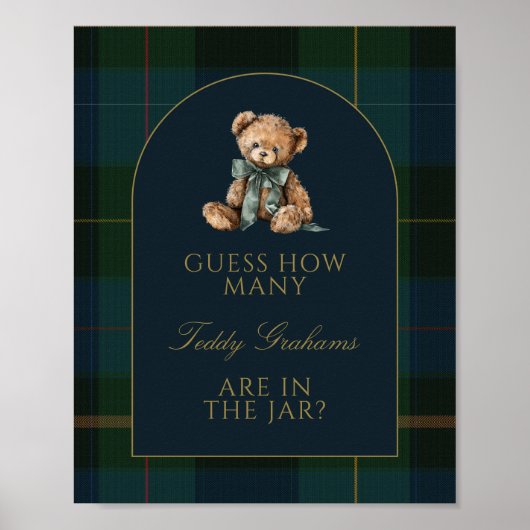 Poster Guess How Many Teddy Bears Baby Shower Game Sign (Devant)