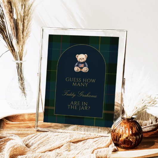 Poster Guess How Many Teddy Bears Baby Shower Game Sign