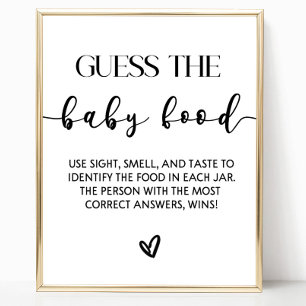 Poster Guess The Baby Food Baby shower Jeu Signe