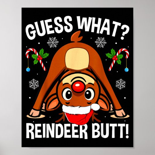 Poster Guess What Reindeer Butt Xmas Santa Funny Christma (Devant)