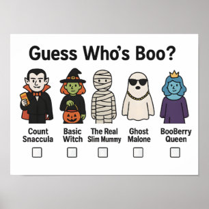 Poster Guess Who's Boo Halloween Party Game 2025
