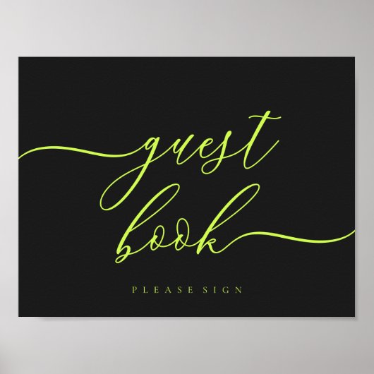 Poster Guest Book Cyber Lime Jet Black Simple Signature (Devant)