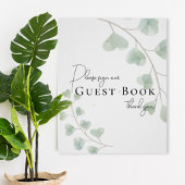 Poster Guest Book Sign with Eucalyptus Leaves