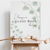 Poster Guest Book Sign with Eucalyptus Leaves