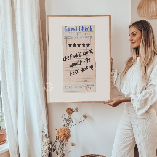 Poster Guest Check Chef Was Cute Personalized 