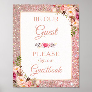 Poster Guestbook Mariage Signal Rose Gold Parties scintil