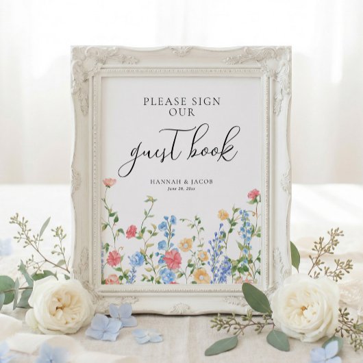 Poster Guestbook Wildflower Wedding Sign