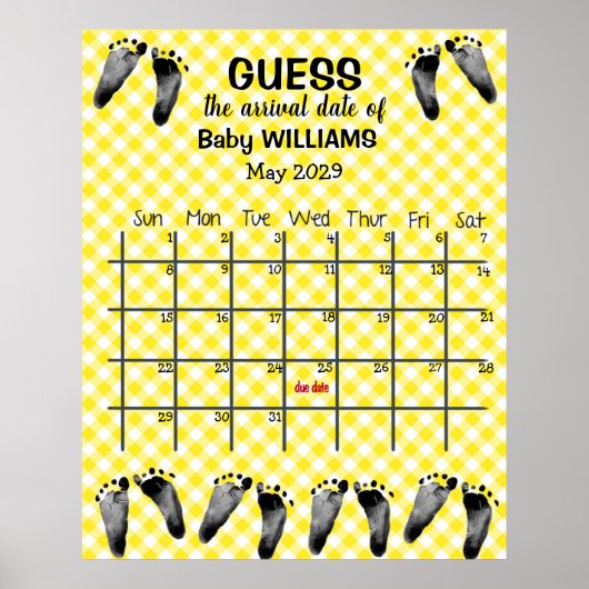 Poster Guichet Date d'échéance Calendrier avec empreintes (Devant)