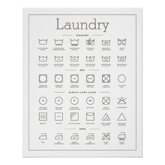 Poster Guide de blanchisserie noir & blanc TITRE ÉDITABLE (Devant)