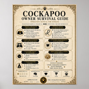 Poster Guide de Survie pour Propriétaire de Cockapoo Post