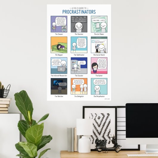 Poster Guide de terrain de l'affiche des procrastinateurs (Bureau à domicile)