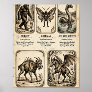 Poster Guide de terrain vintage sur les cryptides d'Améri