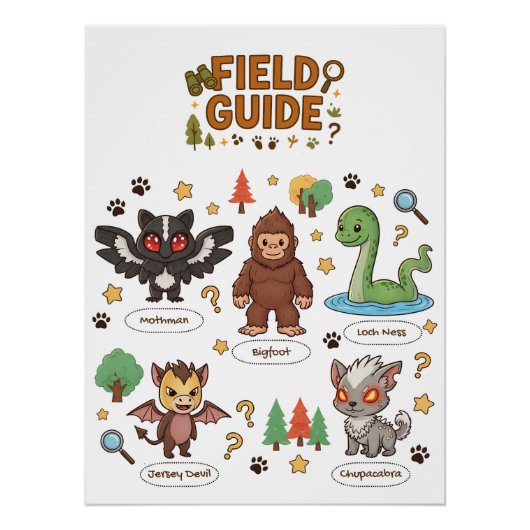 Poster Guide du champ Cryptid local | Funny Monster Hunte (Devant)