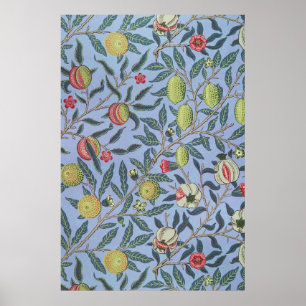 Poster Guillaume Morris Fruit Pomegranate Blue Orament