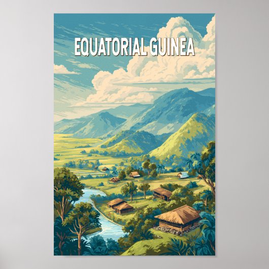 Poster Guinée équatoriale Illustration Voyage Art Vintage (Devant)
