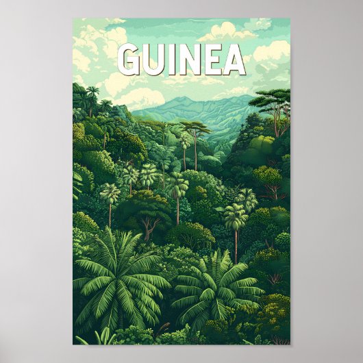 Poster Guinée Illustration Voyage Art Vintage (Devant)