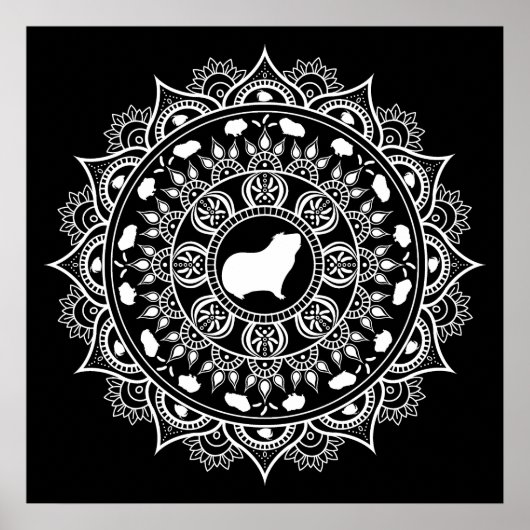 Poster Guinée Pig Mandala Art (Devant)
