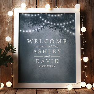 Poster Guirlande de lumières rustique pour mariage de bie