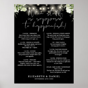 Poster Guirlande Lumineuse Florale Noir Blanc Programme d
