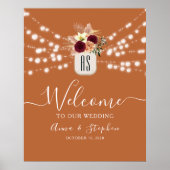 Poster Guirlande lumineuse Rustique Orange Brûlé Mariage  (Devant)