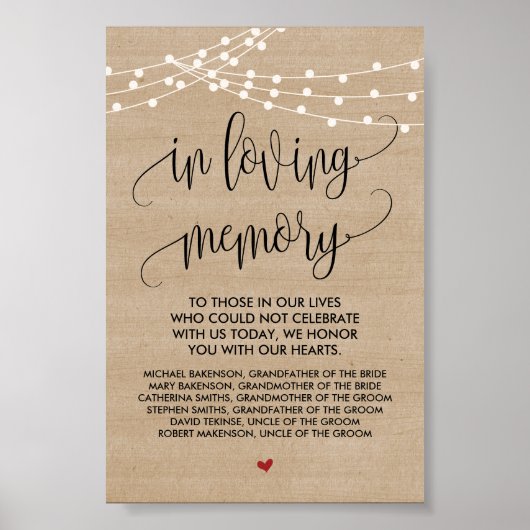 Poster Guirlandes rustiques de mariage Panneau de table c (Devant)