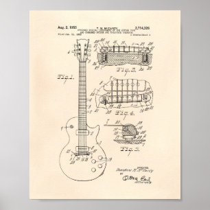 Poster Guitar 1955 Patent Art - Old Peper
