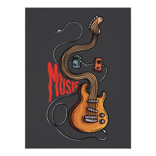 Poster Guitar and effect pedals MUSIC (Devant)