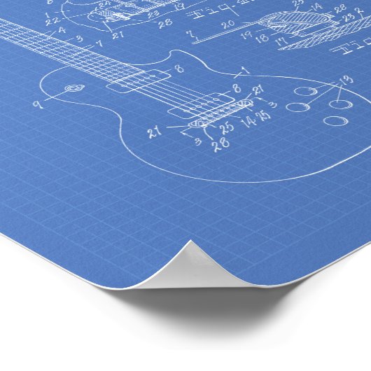 Poster Guitare 1955 Brevet d'Art - Plan directeur (Coin)