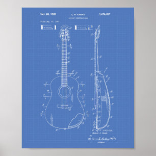Poster Guitare 1969 Plan directeur de l'art des brevets