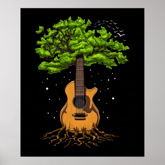 Poster Guitare Acoustique Arbre De Vie (Devant)