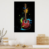 Poster Guitare acoustique avec éclaboussures de peinture (Cuisine)
