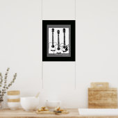Poster guitare acoustique graphique en noir blanc (Cuisine)