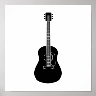 Poster Guitare acoustique Noir