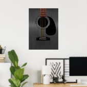 Poster Guitare acoustique noire cendrée (Bureau à domicile)