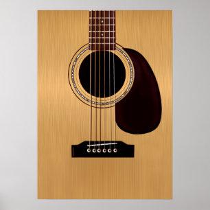 Poster Guitare acoustique supérieure épicéa