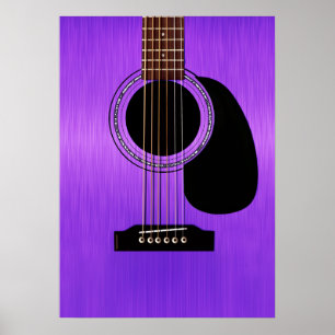 Poster Guitare acoustique violette