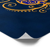 Poster Guitare Bleue d'Or Arbre de Vie (Coin)