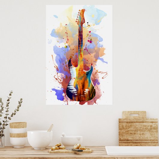 Poster Guitare colorée (Cuisine)