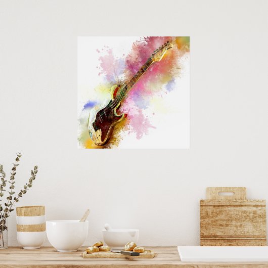 Poster Guitare colorée (Cuisine)