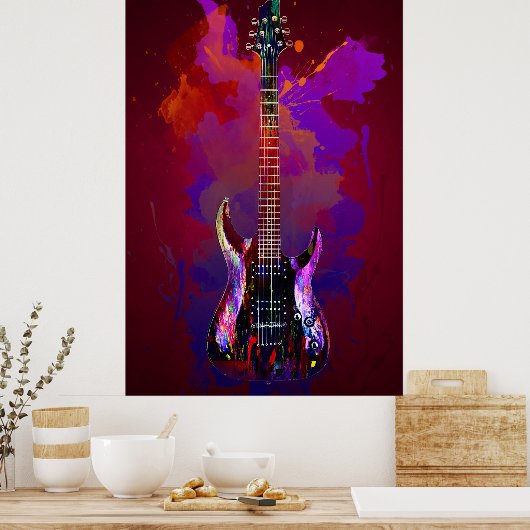 Poster Guitare colorée (Cuisine)
