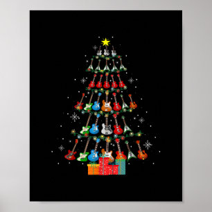 Poster Guitare cool Arbre de Noël Joyeux Noël Cadeaux Noë