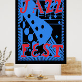 Poster Guitare de la Fête de Jazz en Blue Too (Cuisine)